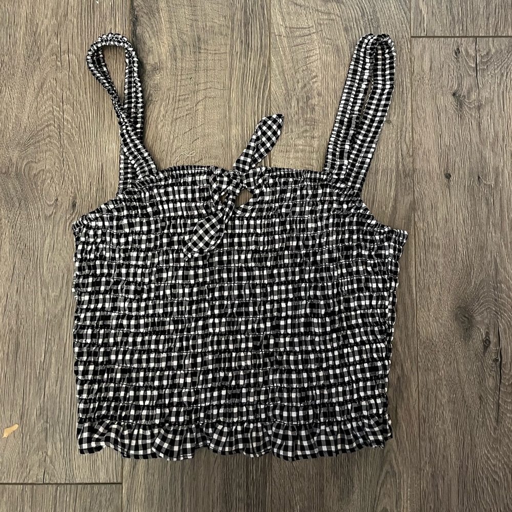 Plaid Crinkle tank top
